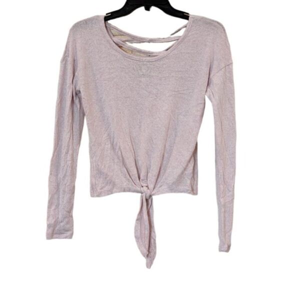 Crave Fame Womens Sz XS Dust Pink Long Sleeve Knotted Front Pullover Blouse Top - Picture 1 of 10